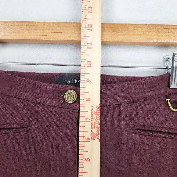 Talbots Pants Women 4 Burgundy Dalton Stretch Mid Rise Tapered Equestrian Seamed - Picture 6 of 13